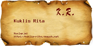 Kuklis Rita névjegykártya